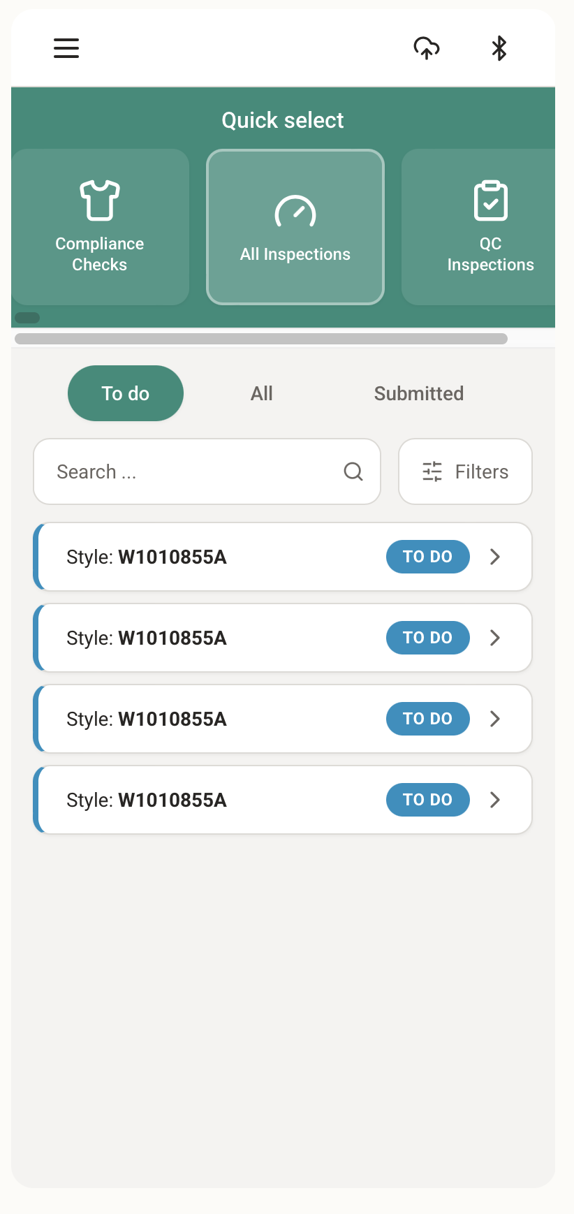 QCL inspector phone app, original pre-dashboard build