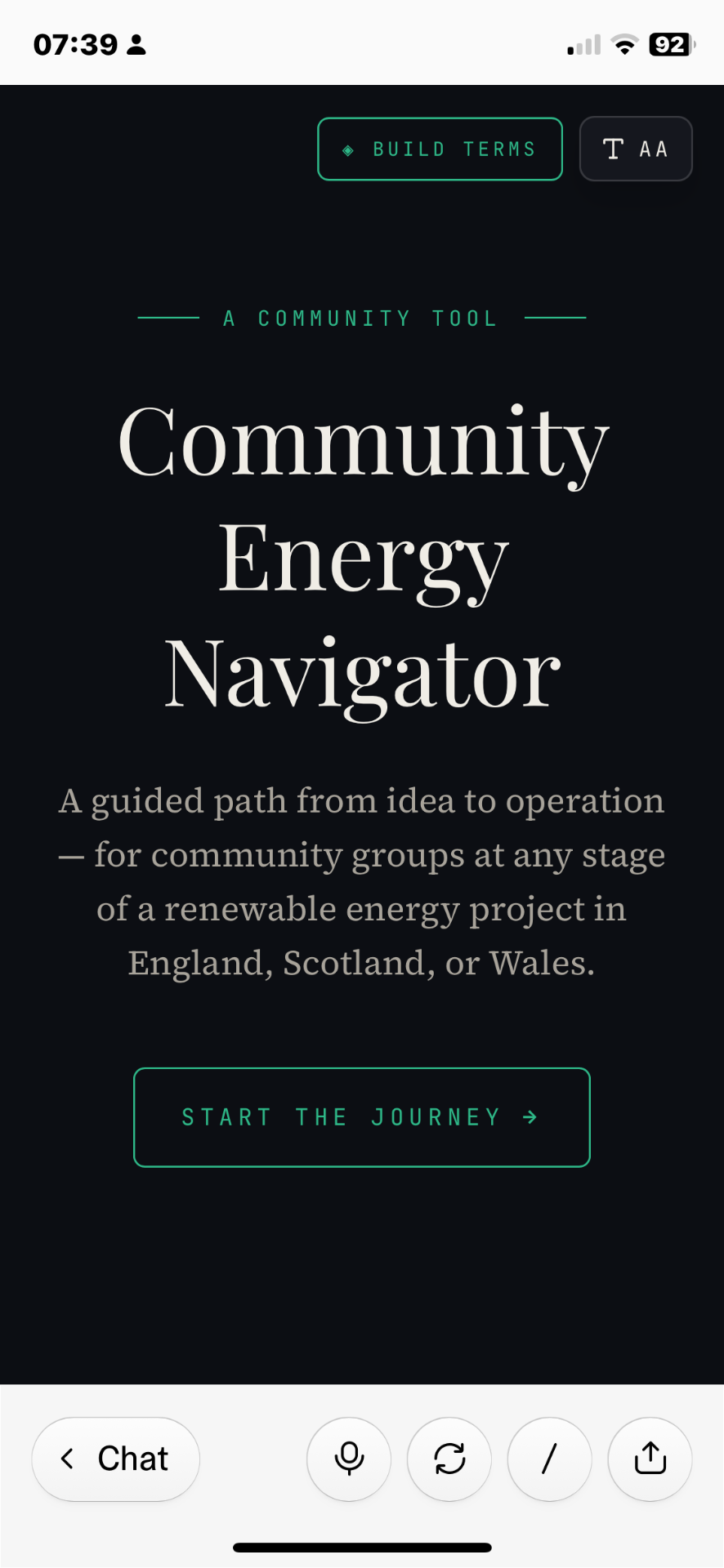 Community Energy Navigator — guided path